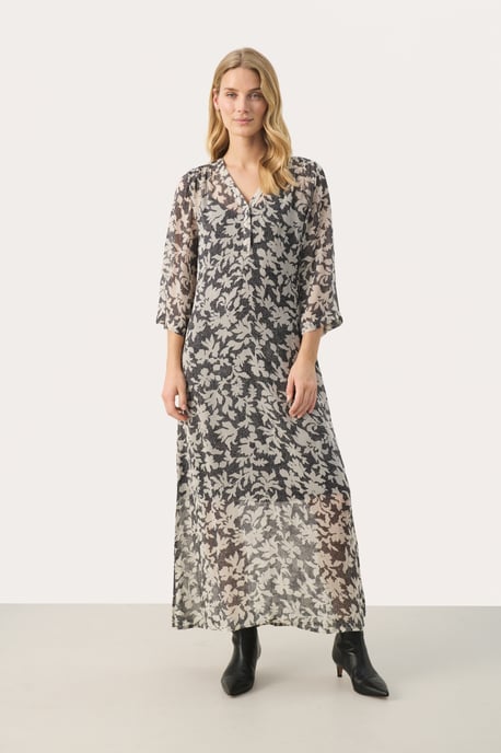 Jurk Regular fit Black Stitch Leaf print black multi - Image 1