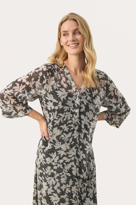 Jurk Regular fit Black Stitch Leaf print black multi - Image 3