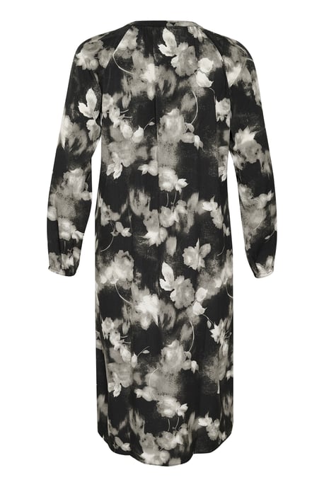 Jurk Loose fit Black/White Flower Print black offwhite - Image 5