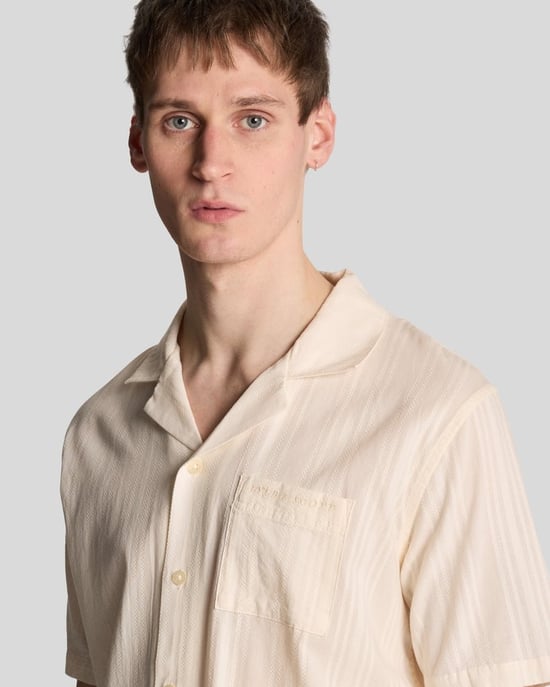Lyle & Scott Broderie Resort Shirt - Beige - Image 4