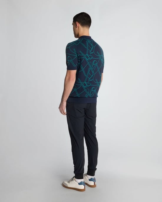 Lyle & Scott Golf Outline Gebreide Poloshirt - Marineblauw - Image 3