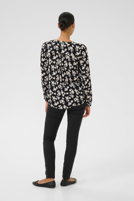 Blouse met lange mouwen Regular fit Black/Turtledove Flower Print - Image 2