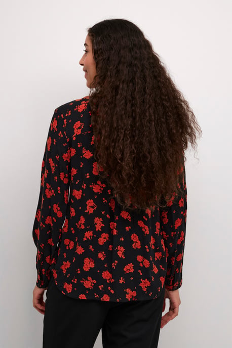 Blouse met lange mouwen Regular fit Black_Red Flower Print floral - Image 3