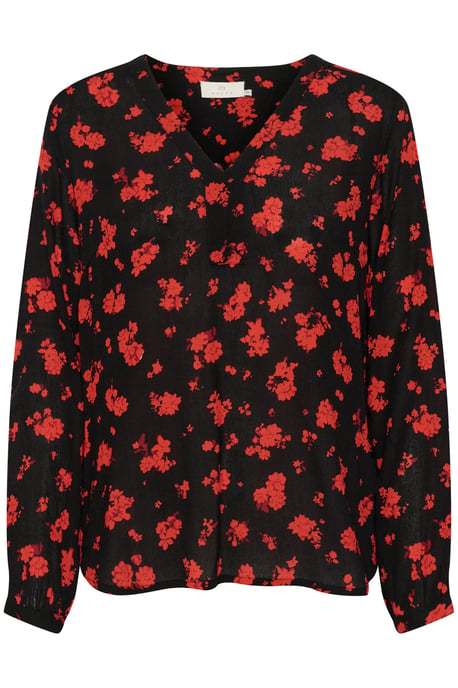 Blouse met lange mouwen Regular fit Black_Red Flower Print floral - Image 4