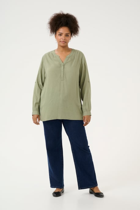 Blouse met lange mouwen Regular fit Oil Green - Image 1