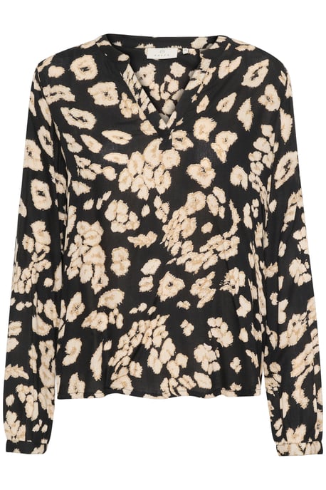 Blouse met lange mouwen Regular fit Black/Sand Leo Print - Image 4