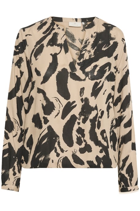 Blouse met lange mouwen Regular fit Black/Feather Gray Leo leopard - Image 4