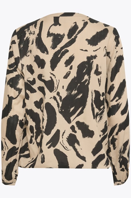 Blouse met lange mouwen Regular fit Black/Feather Gray Leo leopard - Image 5