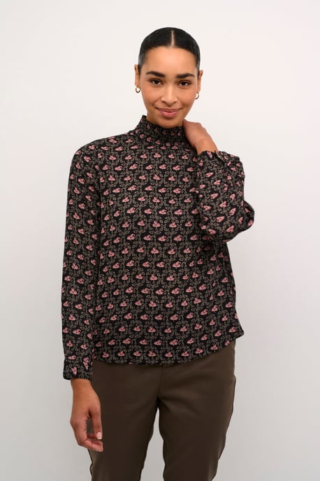 Blouse met lange mouwen Regular fit Black_Rosa Flowers floral - Image 2