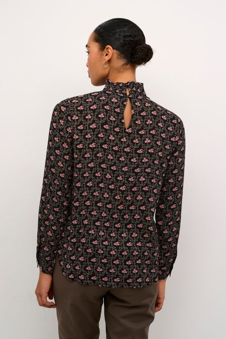 Blouse met lange mouwen Regular fit Black_Rosa Flowers floral - Image 3