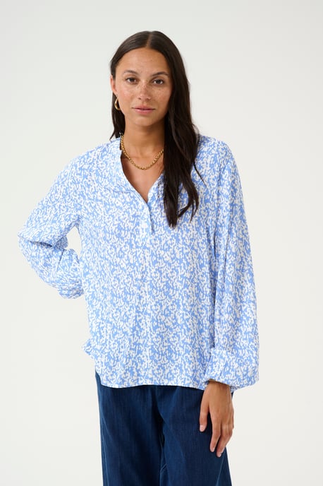 Blouse met lange mouwen Loose fit Blue/Chalk Graphic Print blue white - Image 2