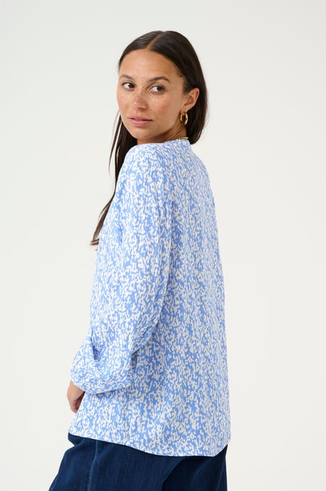 Blouse met lange mouwen Loose fit Blue/Chalk Graphic Print blue white - Image 3