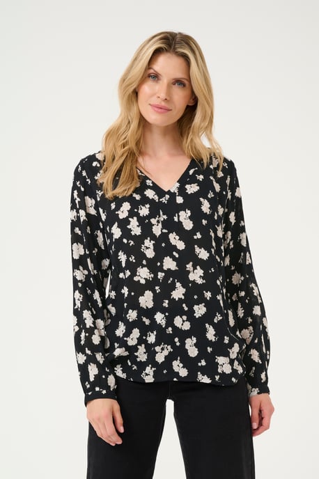 Blouse met lange mouwen Regular fit Black/White Flower Print floral - Image 2