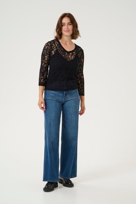 Blouse met lange mouwen Regular fit Black - Image 1