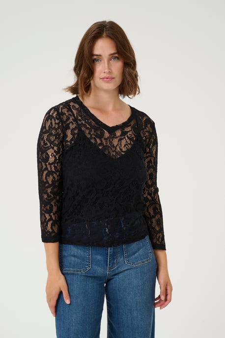 Blouse met lange mouwen Regular fit Black - Image 3