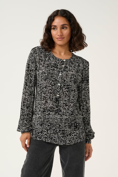 Blouse met lange mouwen Regular fit Black/Turtledove Graphic Dot black white - Image 2