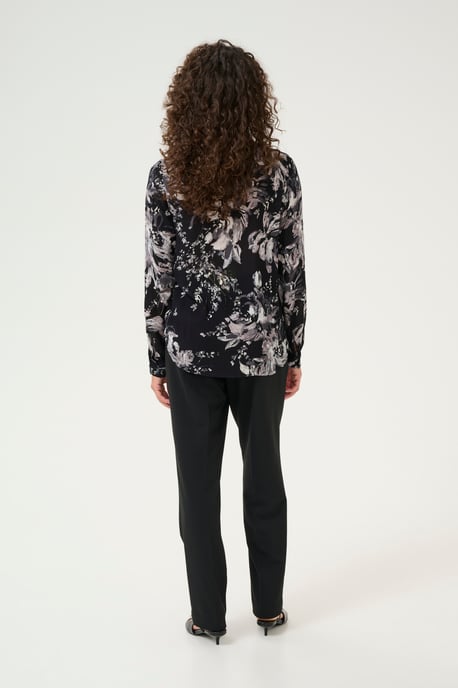 Blouse met lange mouwen Regular fit Black/White Painted Flower - Image 2