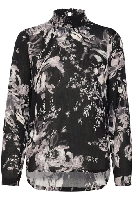 Blouse met lange mouwen Regular fit Black/White Painted Flower - Image 4