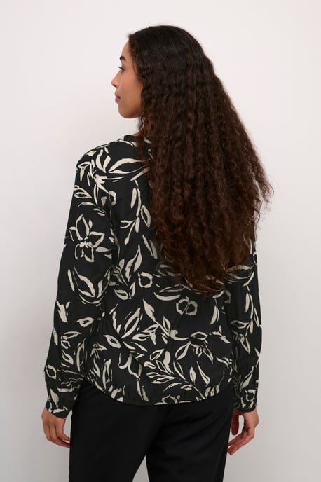 Blouse met lange mouwen Regular fit Black/Sand Painted Flower - Image 3