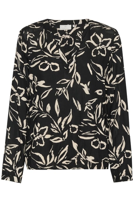 Blouse met lange mouwen Regular fit Black/Sand Painted Flower - Image 4