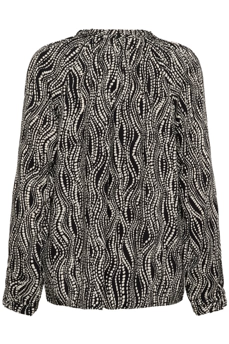 Blouse met lange mouwen Regular fit Black wavy dots - Image 5