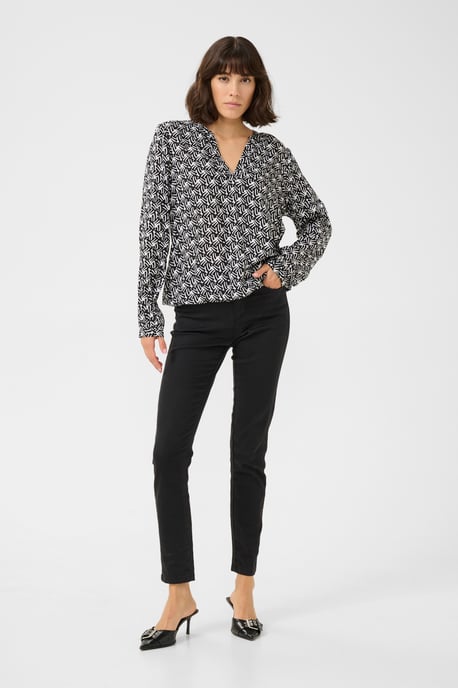 Blouse met lange mouwen Regular fit Black/Moonstruck Retro Print black darkgrey - Image 2