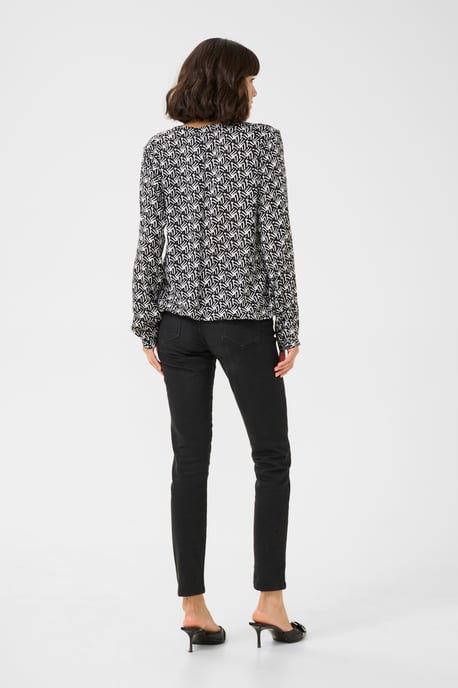 Blouse met lange mouwen Regular fit Black/Moonstruck Retro Print black darkgrey - Image 3