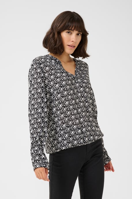 Blouse met lange mouwen Regular fit Black/Moonstruck Retro Print black darkgrey - Image 4