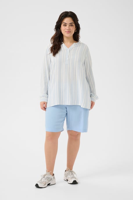 Blouse met lange mouwen Regular fit Chalk/Soft Chambray Stripe white blue - Image 1