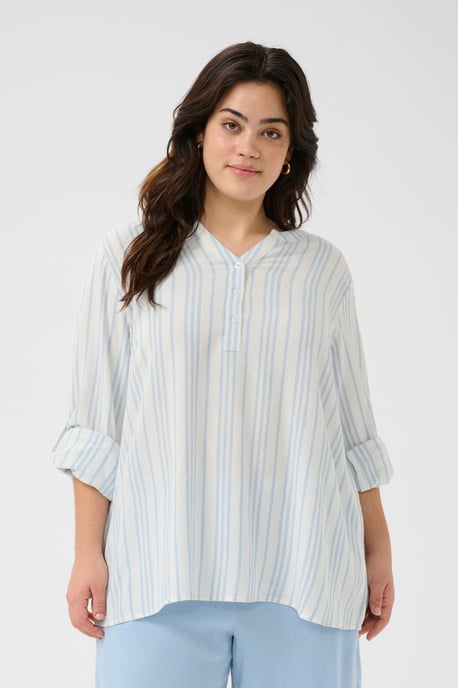 Blouse met lange mouwen Regular fit Chalk/Soft Chambray Stripe white blue - Image 3