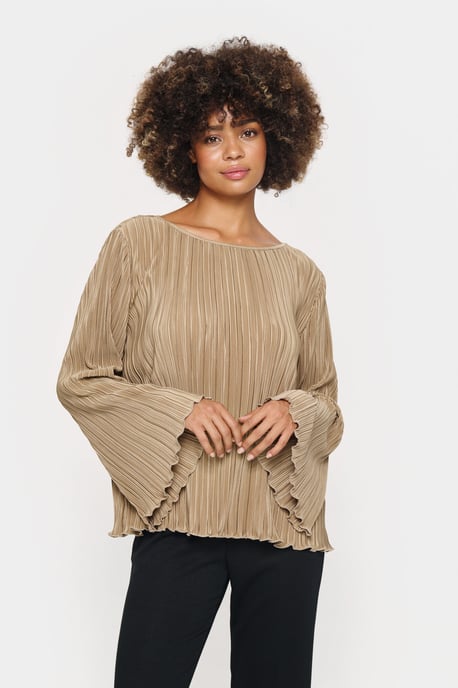 Blouse met lange mouwen Regular fit Dune beige - Image 2