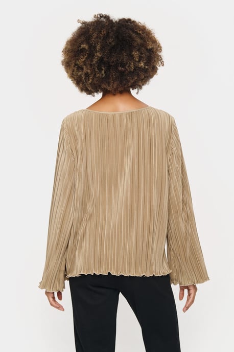 Blouse met lange mouwen Regular fit Dune beige - Image 3