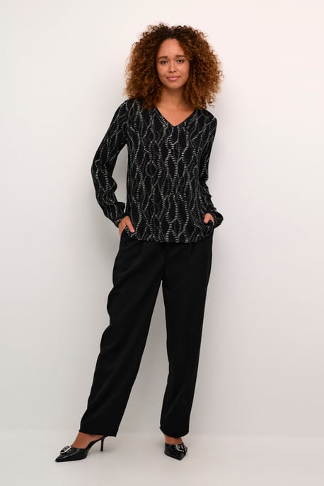 Blouse met lange mouwen Regular fit Black/Grey Graphic Simili black multi - Image 1