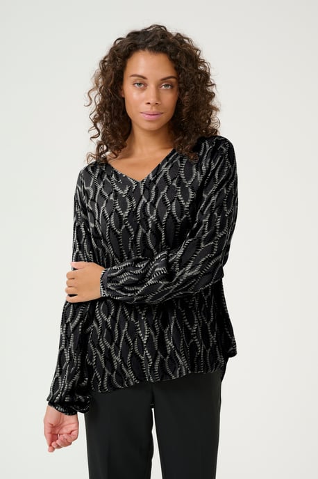Blouse met lange mouwen Regular fit Black/Grey Graphic Simili black multi - Image 5