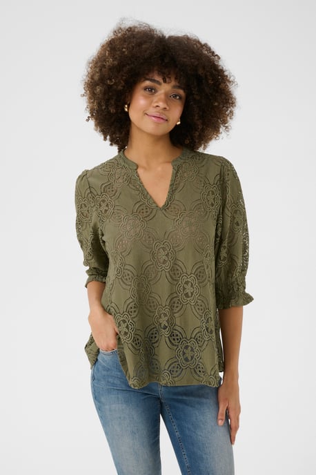 Blouse met lange mouwen Relaxed fit Dusky Green - Image 3
