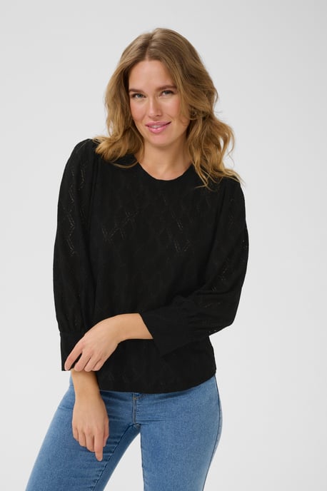 Blouse met lange mouwen Regular fit Black - Image 3