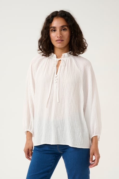 Blouse met lange mouwen Loose fit Chalk white - Image 2