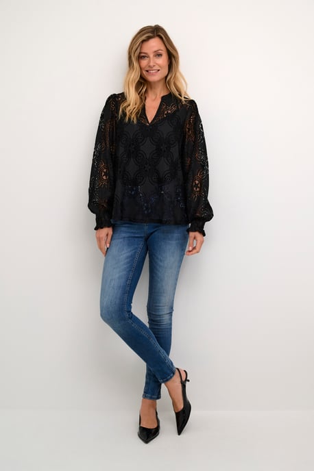 Blouse met lange mouwen Relaxed fit Blac - Image 2