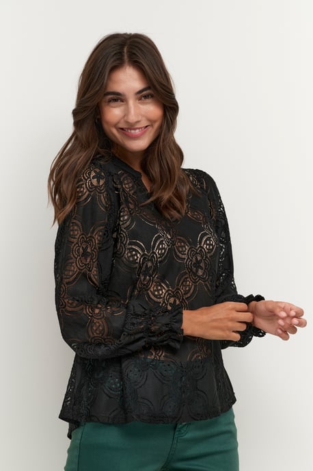 Blouse met lange mouwen Relaxed fit Blac - Image 3