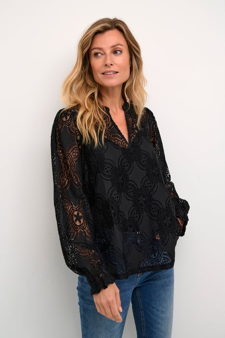 Blouse met lange mouwen Relaxed fit Blac - Image 4