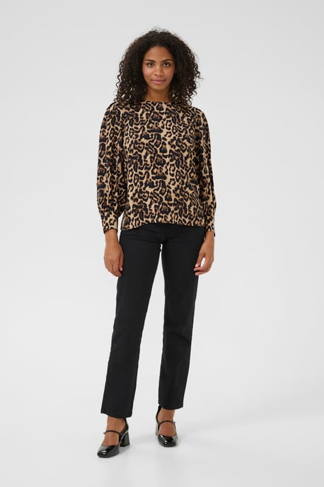 Blouse met lange mouwen Regular fit Naturel Leopard Print - Image 1