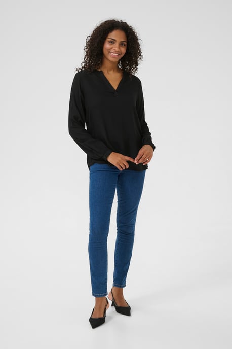 Blouse met lange mouwen Regular fit Black - Image 3