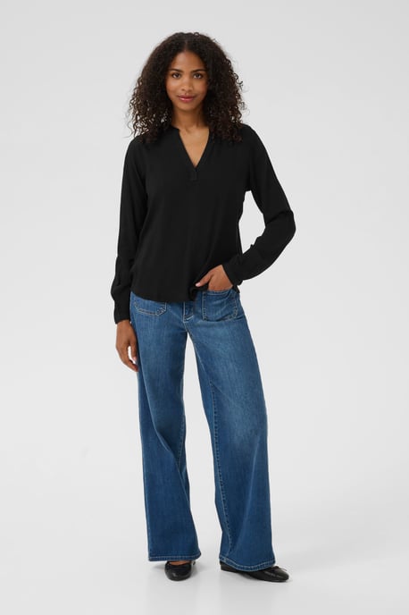 Blouse met lange mouwen Regular fit Black - Image 4