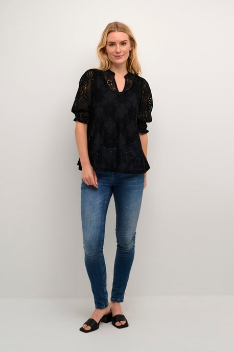 Blouse met lange mouwen Relaxed fit Blac - Image 2