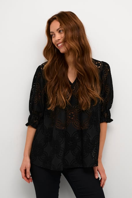 Blouse met lange mouwen Relaxed fit Blac - Image 3