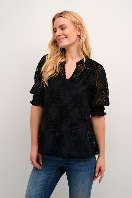Blouse met lange mouwen Relaxed fit Blac - Image 4