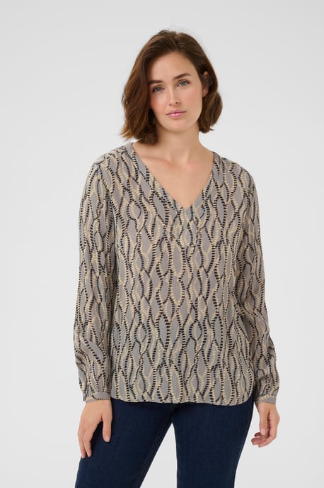 Blouse met lange mouwen Regular fit Grey/Black Graphic Simili grey - Image 3