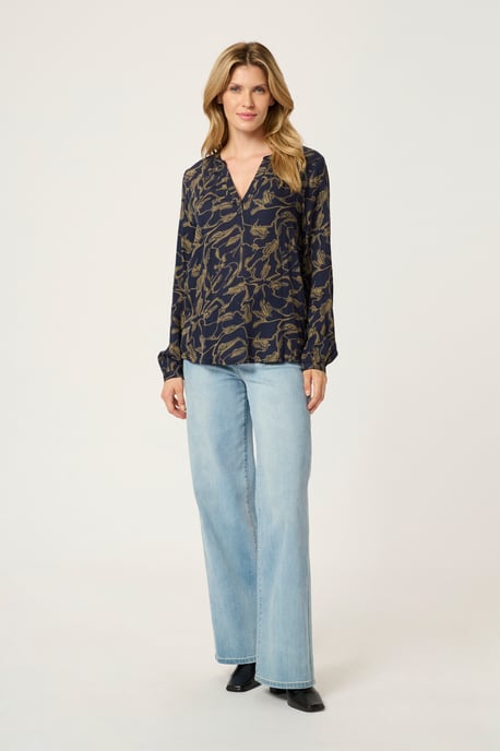 Blouse met lange mouwen Regular fit Brindle/Midnight Doodle Print - Image 2