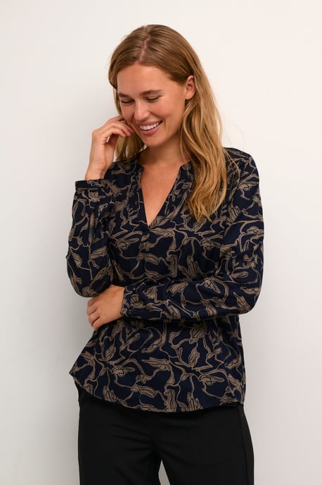 Blouse met lange mouwen Regular fit Brindle/Midnight Doodle Print - Image 4