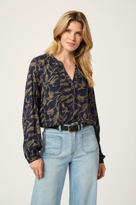 Blouse met lange mouwen Regular fit Brindle/Midnight Doodle Print - Image 5